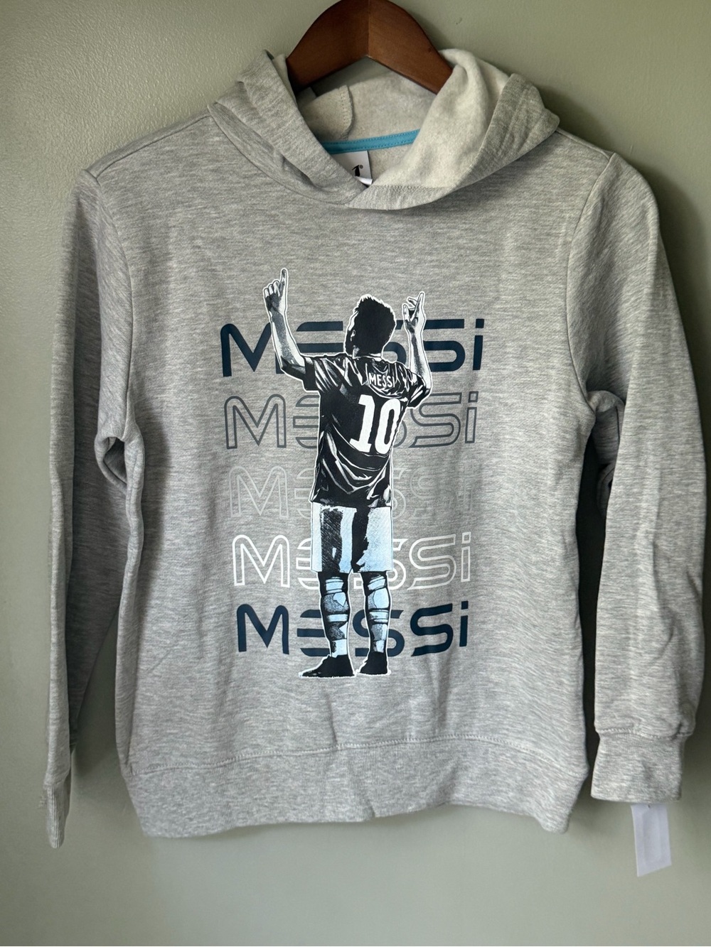 Boys Grey Messi Graphic Hoodie Sweatshirt
